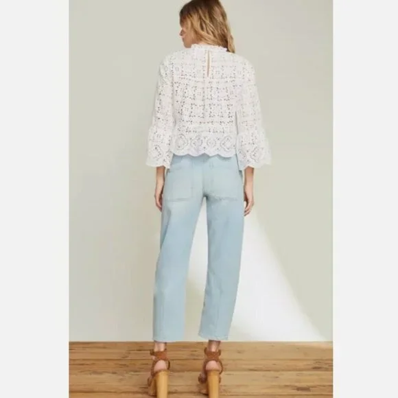Veronica Beard Charlie Barrel Leg High Rise Jean In Aire Size 25